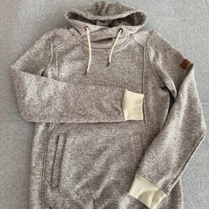 Roxy Womens Grey Marled Space Dye Cowl Neck Hoodie Pullover Sweatshirt Medium